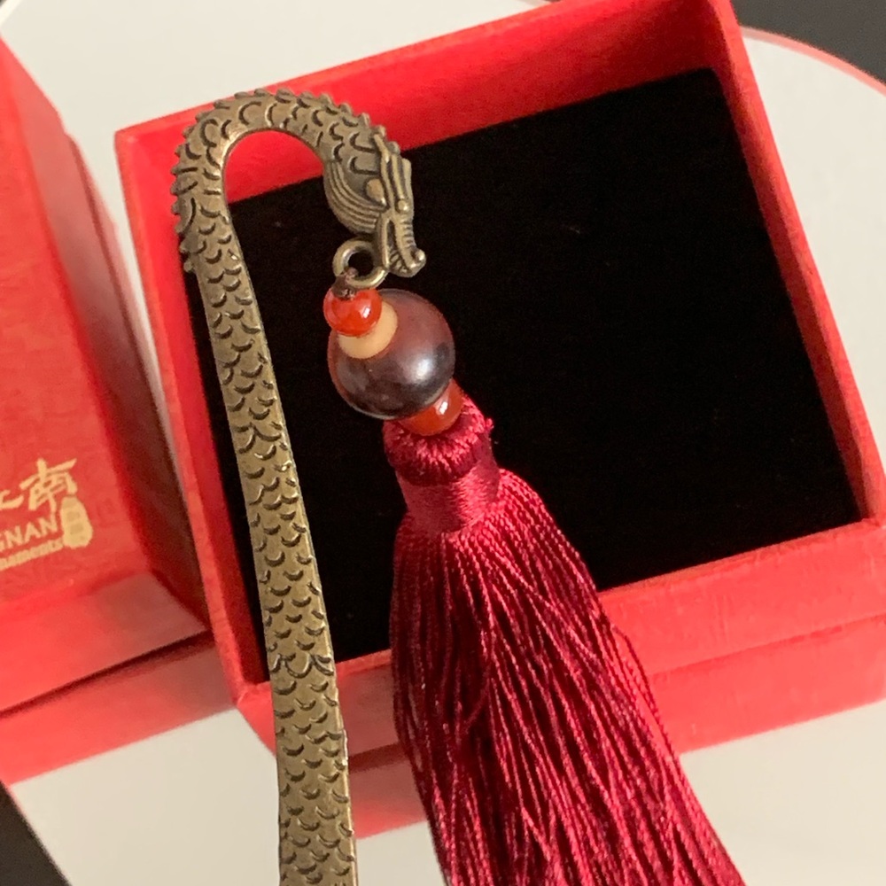 New 1 Pc Vintage Tassel Bookmark Ancient Chinese Hairpin Chinese Metal Bookmark